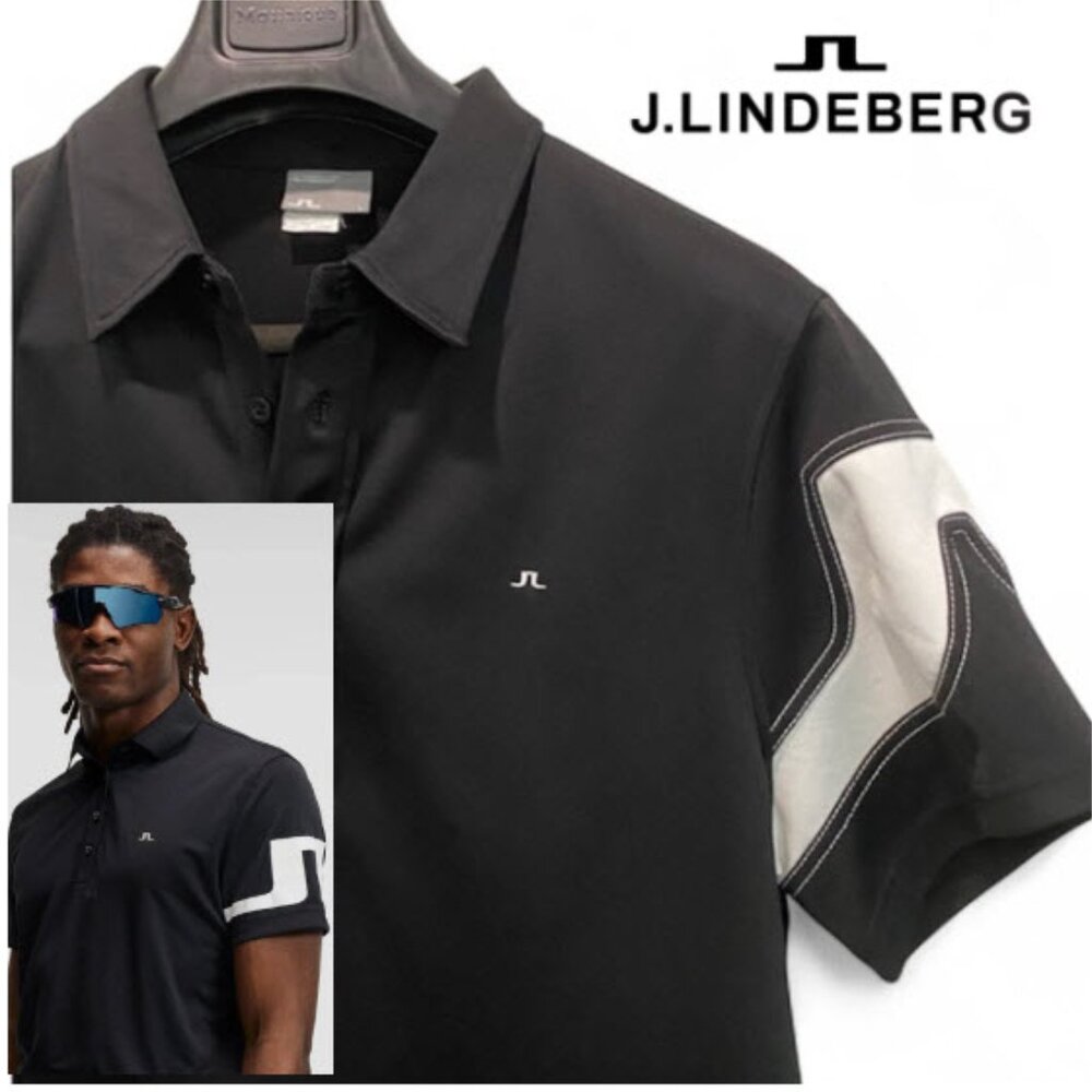 J. Lindeberg Men's Black Polo Shirt Size Large